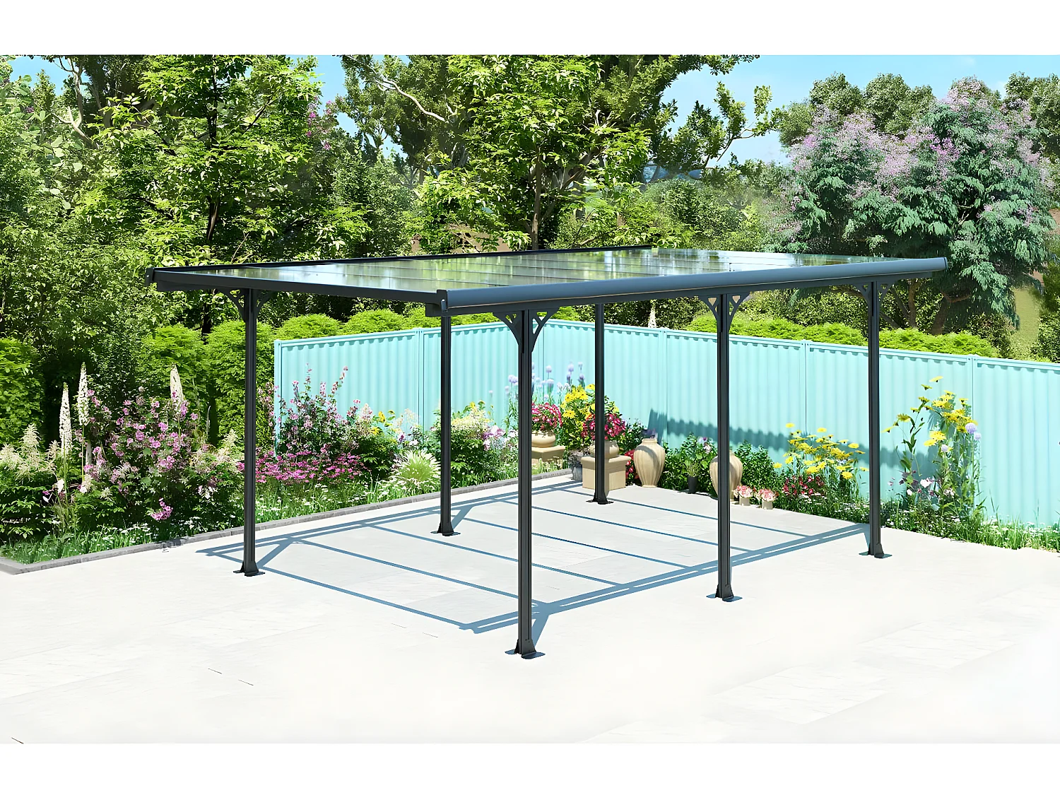 Carport voiture "Denver" - 5.02 x 3.13 x 2.05 m - Transparent / Noir