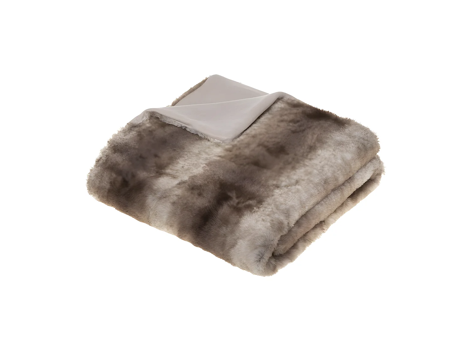 Plaid en fausse fourrure coloris GRIS - Longueur 160 x Profondeur 1,50 x Hauteur 120 cm