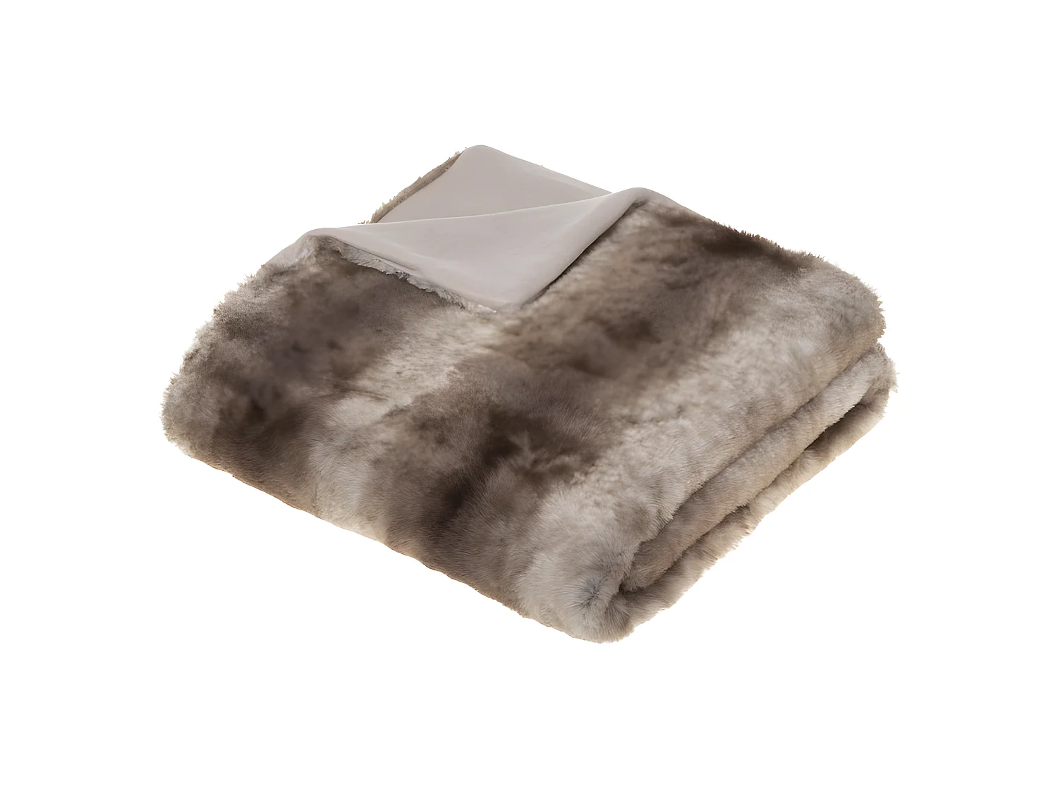 Plaid en fausse fourrure coloris GRIS - Longueur 160 x Profondeur 1,50 x Hauteur 120 cm