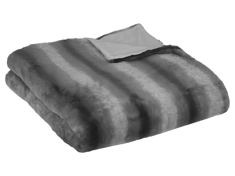 Plaid en fausse fourrure coloris Gris rayé - Longueur 180 x Profondeur 1,50 x Hauteur 230 cm