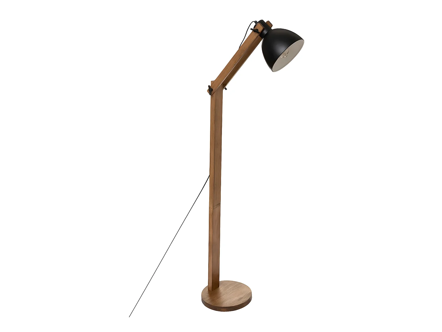 Lampadaire sur pieds en bois de pin et fer coloris naturel / noir- Longueur 52 x Profondeur 28 x hauteur 158 cm