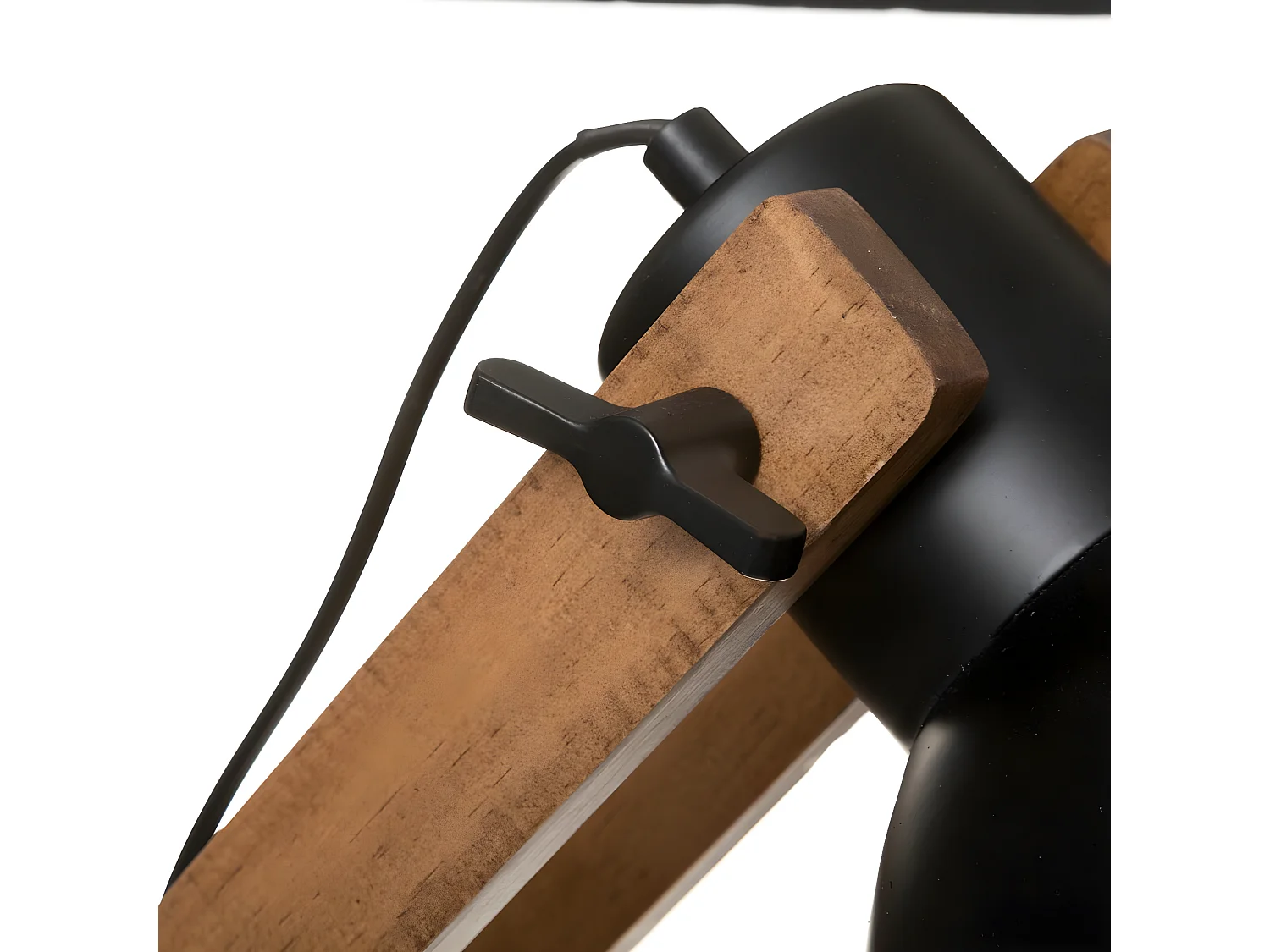 Lampadaire sur pieds en bois de pin et fer coloris naturel / noir- Longueur 52 x Profondeur 28 x hauteur 158 cm