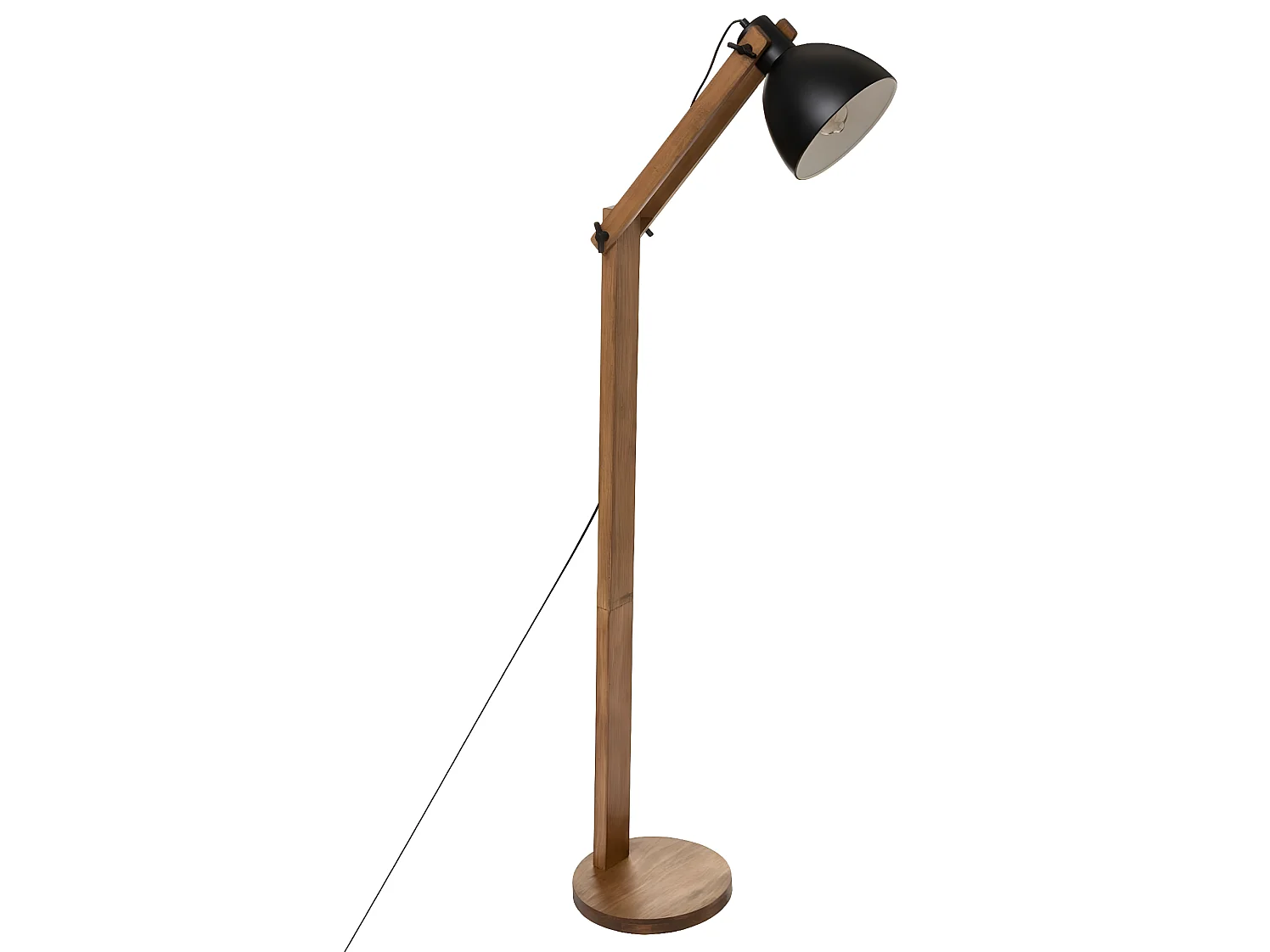 Lampadaire sur pieds en bois de pin et fer coloris naturel / noir- Longueur 52 x Profondeur 28 x hauteur 158 cm