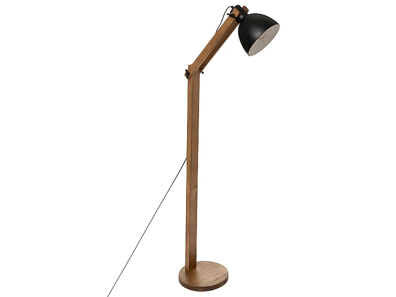 Lampadaire sur pieds en bois de pin et fer coloris naturel / noir- Longueur 52 x Profondeur 28 x hauteur 158 cm
