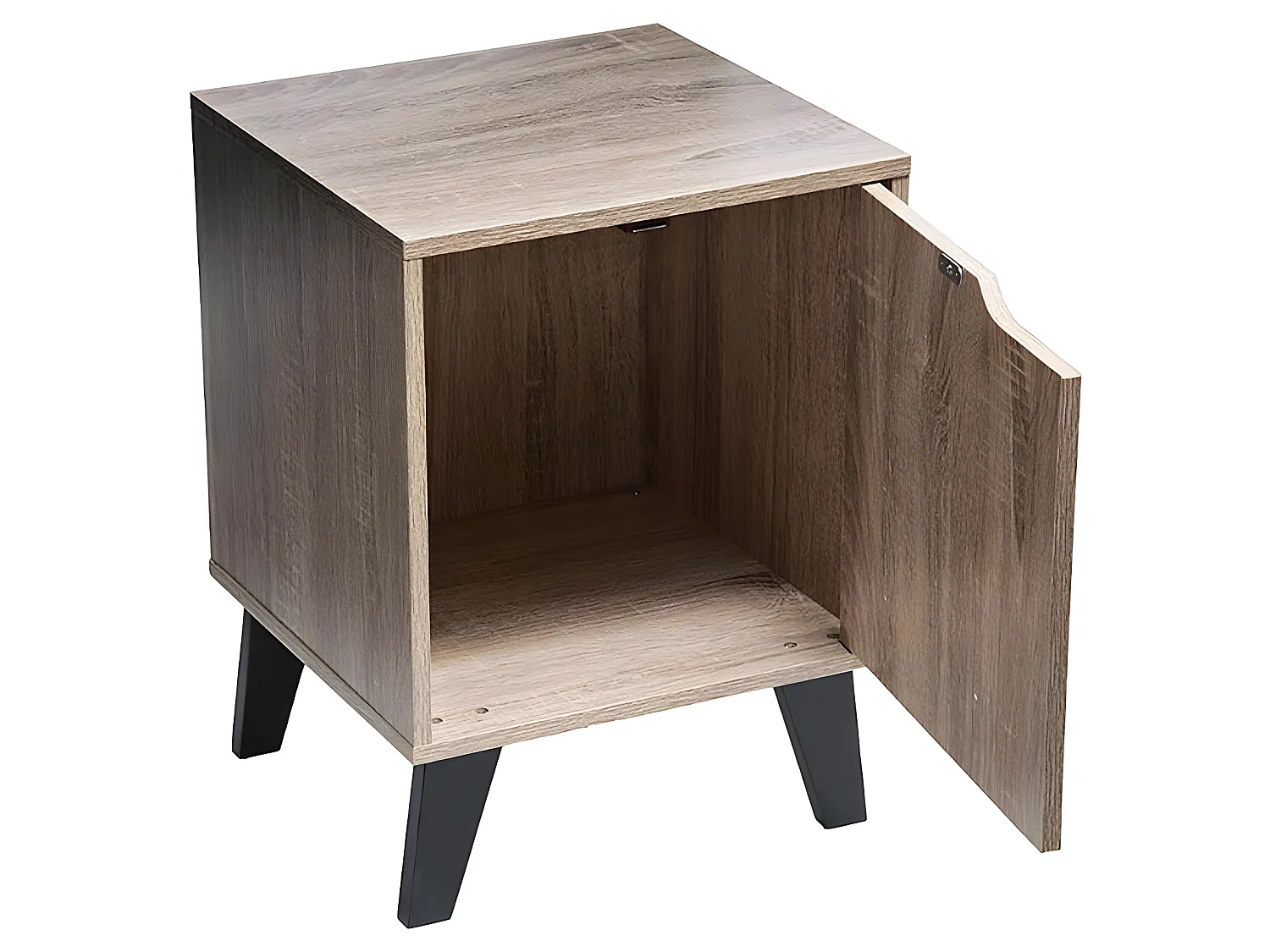 Table de chevet, table de nuit en MDF coloris naturel - longueur 34 x Profondeur 32 x Hauteur 47 cm