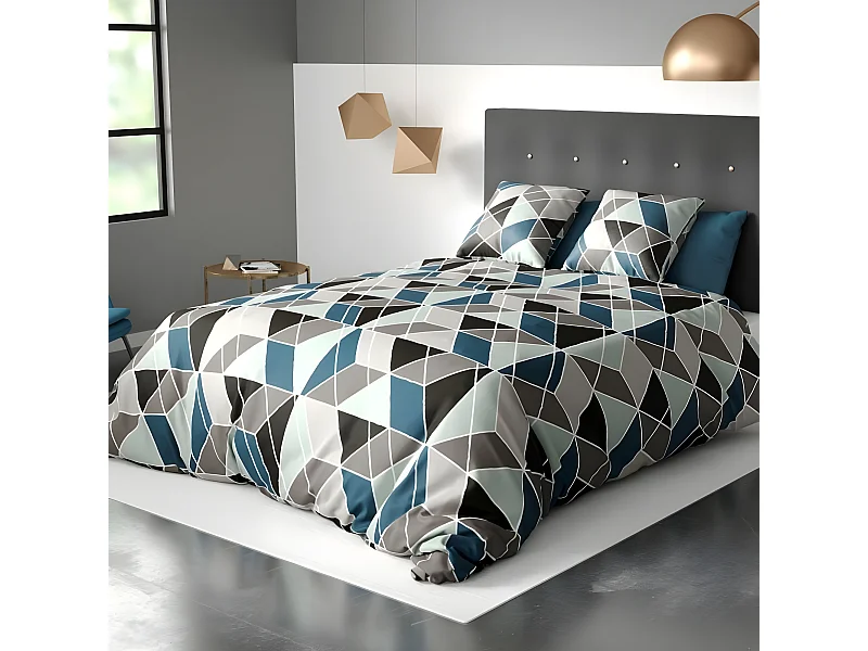 Housse de couette 140x200 cm + 1 taie d'oreiller 63x63 cm Microfibre Blutry