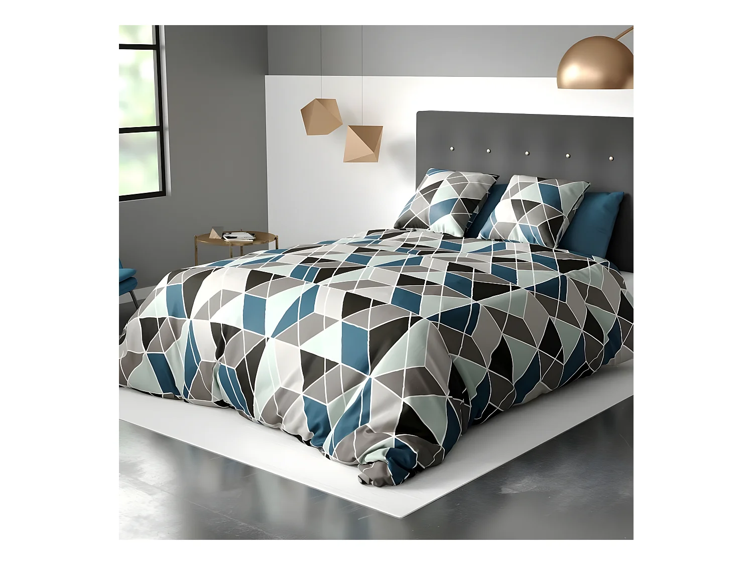 Housse de couette 140x200 cm + 1 taie d'oreiller 63x63 cm Microfibre Blutry