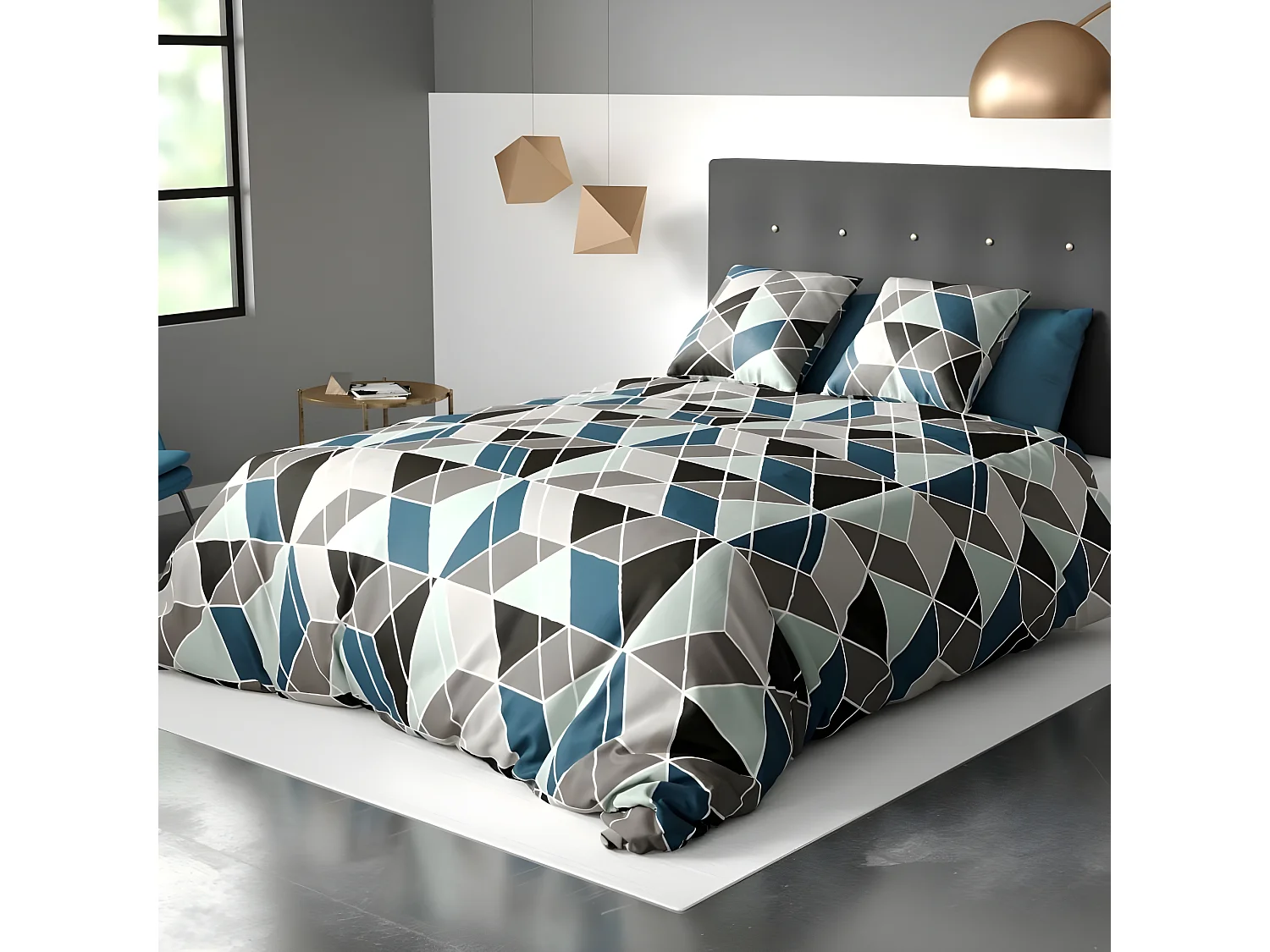 Housse de couette 140x200 cm + 1 taie d'oreiller 63x63 cm Microfibre Blutry