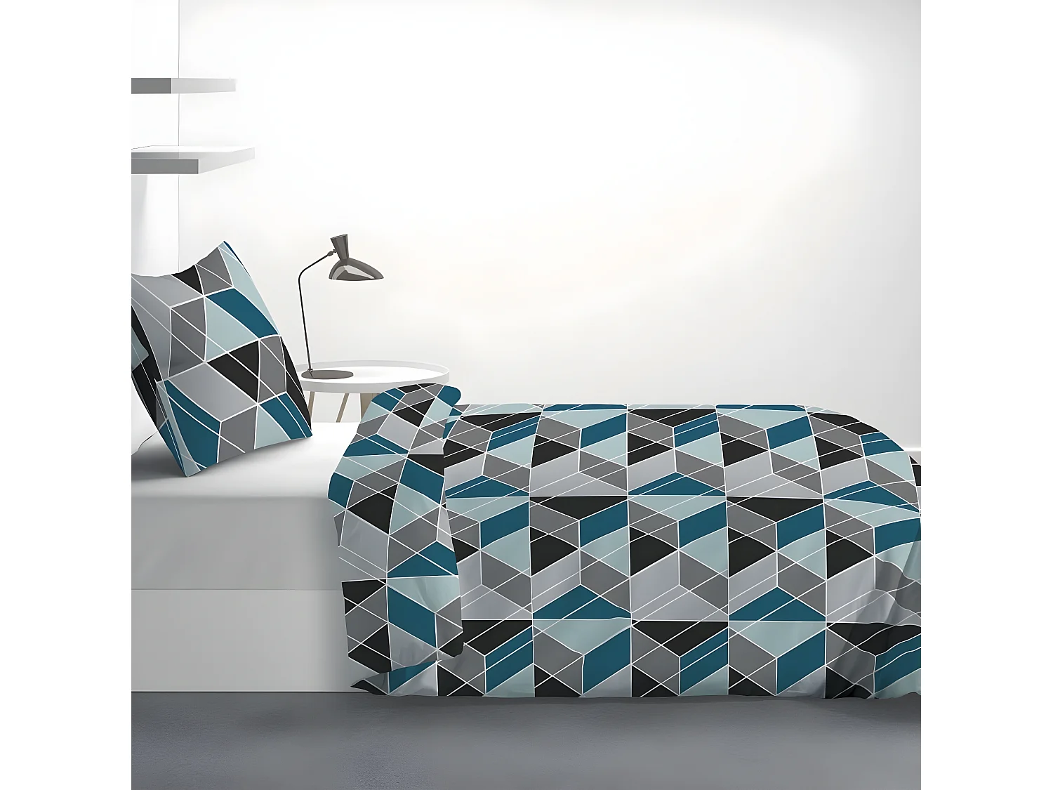 Housse de couette 140x200 cm + 1 taie d'oreiller 63x63 cm Microfibre Blutry