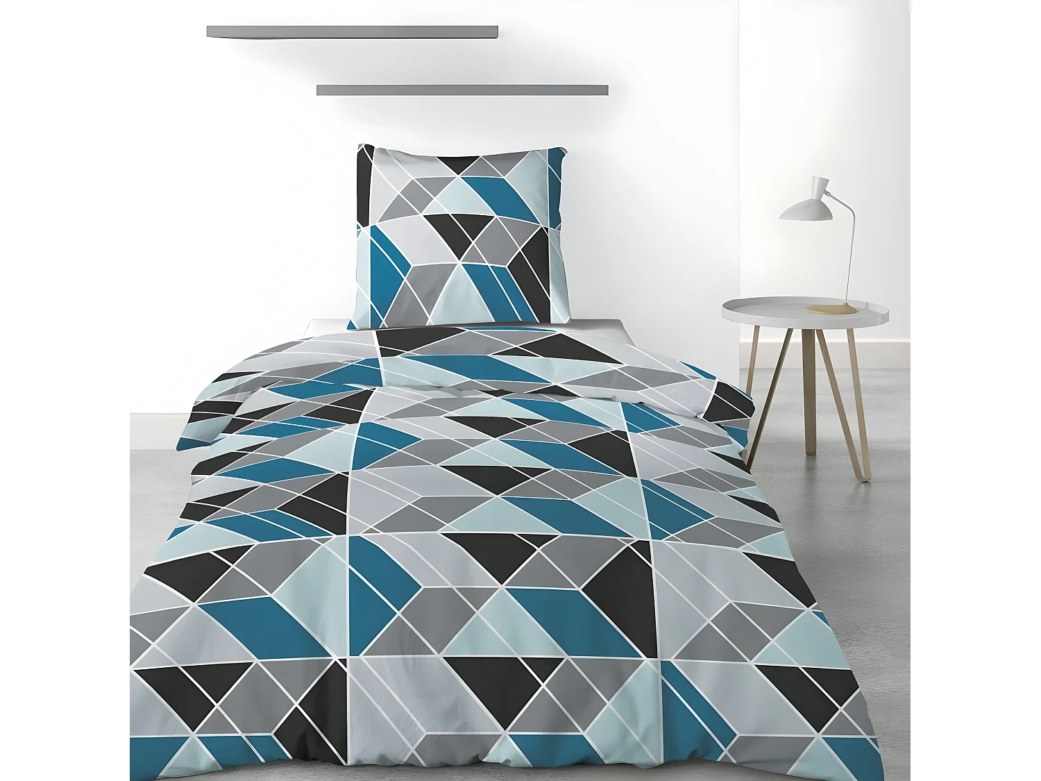 Housse de couette 140x200 cm + 1 taie d'oreiller 63x63 cm Microfibre Blutry