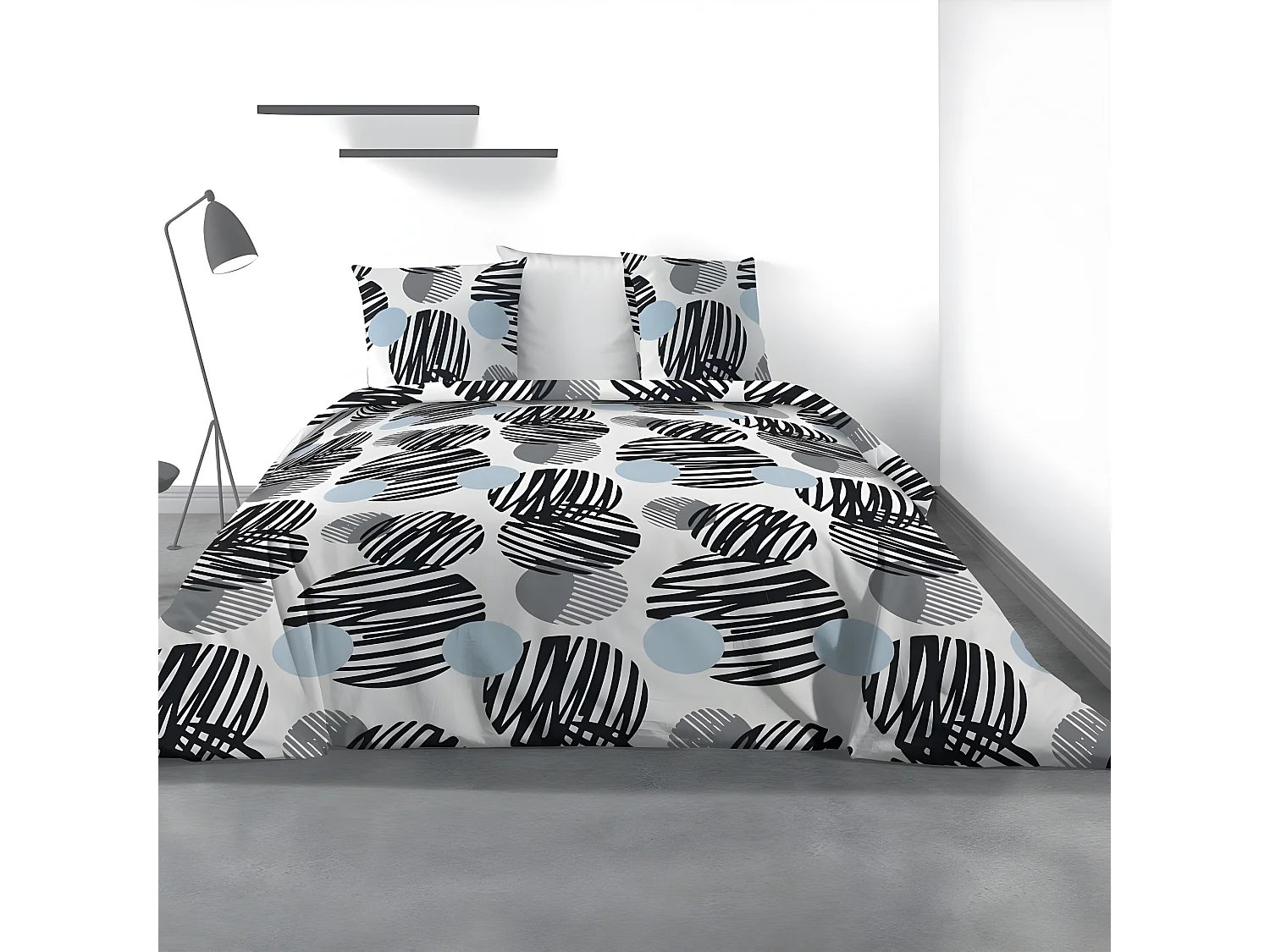 Housse de couette 200x200 cm + 2 taies d'oreiller 63x63 cm Microfibre Cerclus