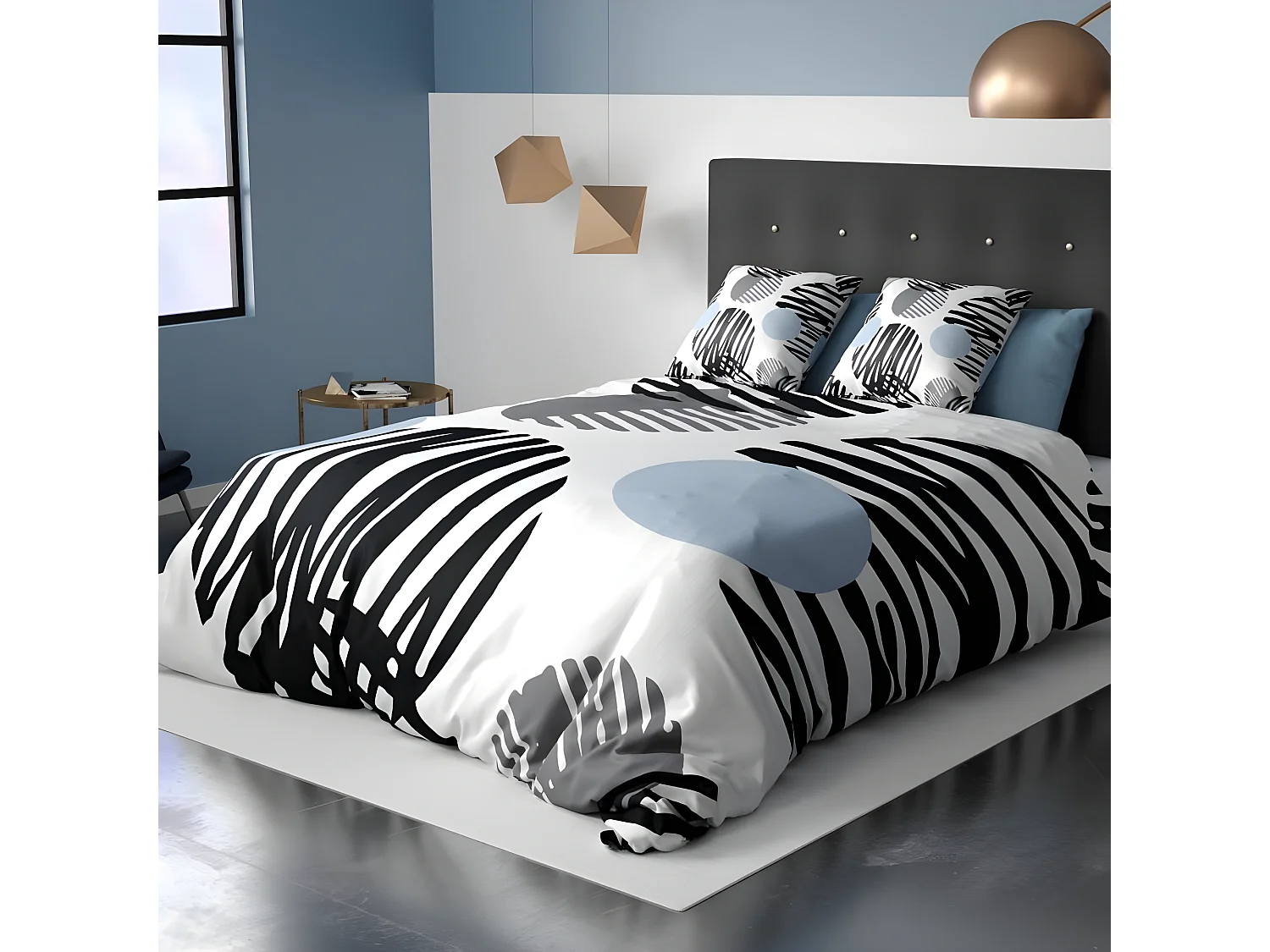Housse de couette 200x200 cm + 2 taies d'oreiller 63x63 cm Microfibre Cerclus