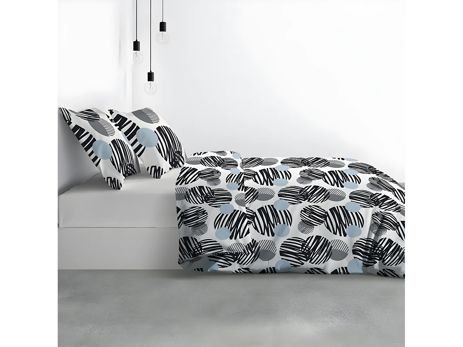 Housse de couette 200x200 cm + 2 taies d'oreiller 63x63 cm Microfibre Cerclus