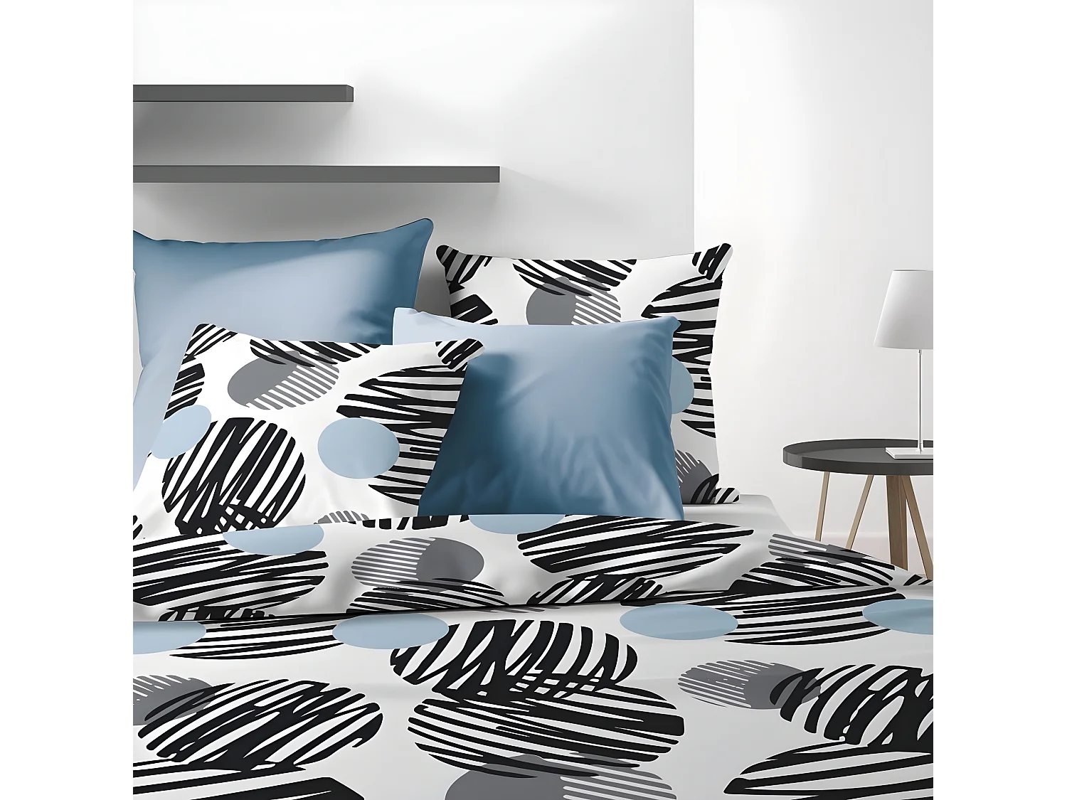 Housse de couette 200x200 cm + 2 taies d'oreiller 63x63 cm Microfibre Cerclus