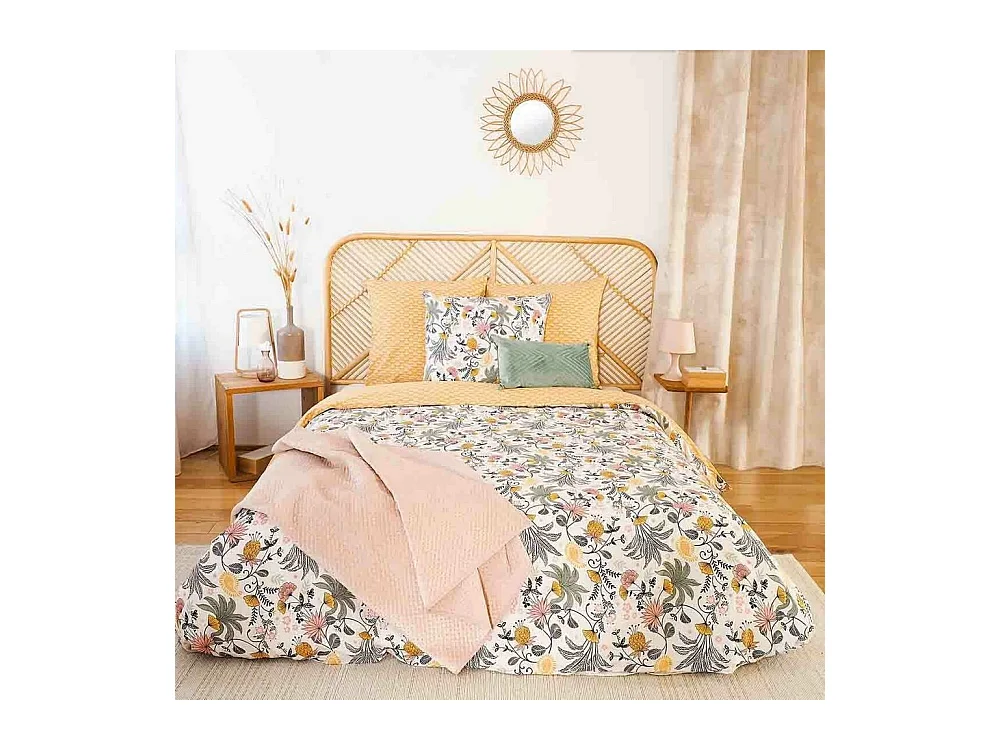 Juego de cama foral en satén de algodón bio 260 x 240 cm