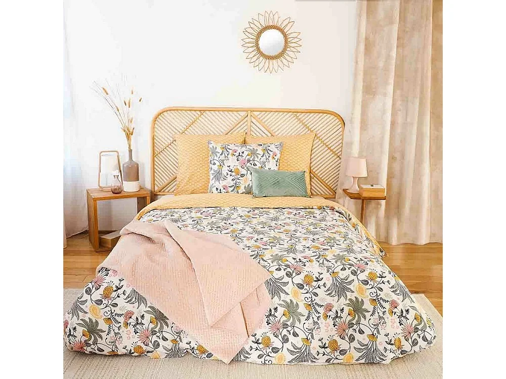 Juego de cama foral en satén de algodón bio 260 x 240 cm