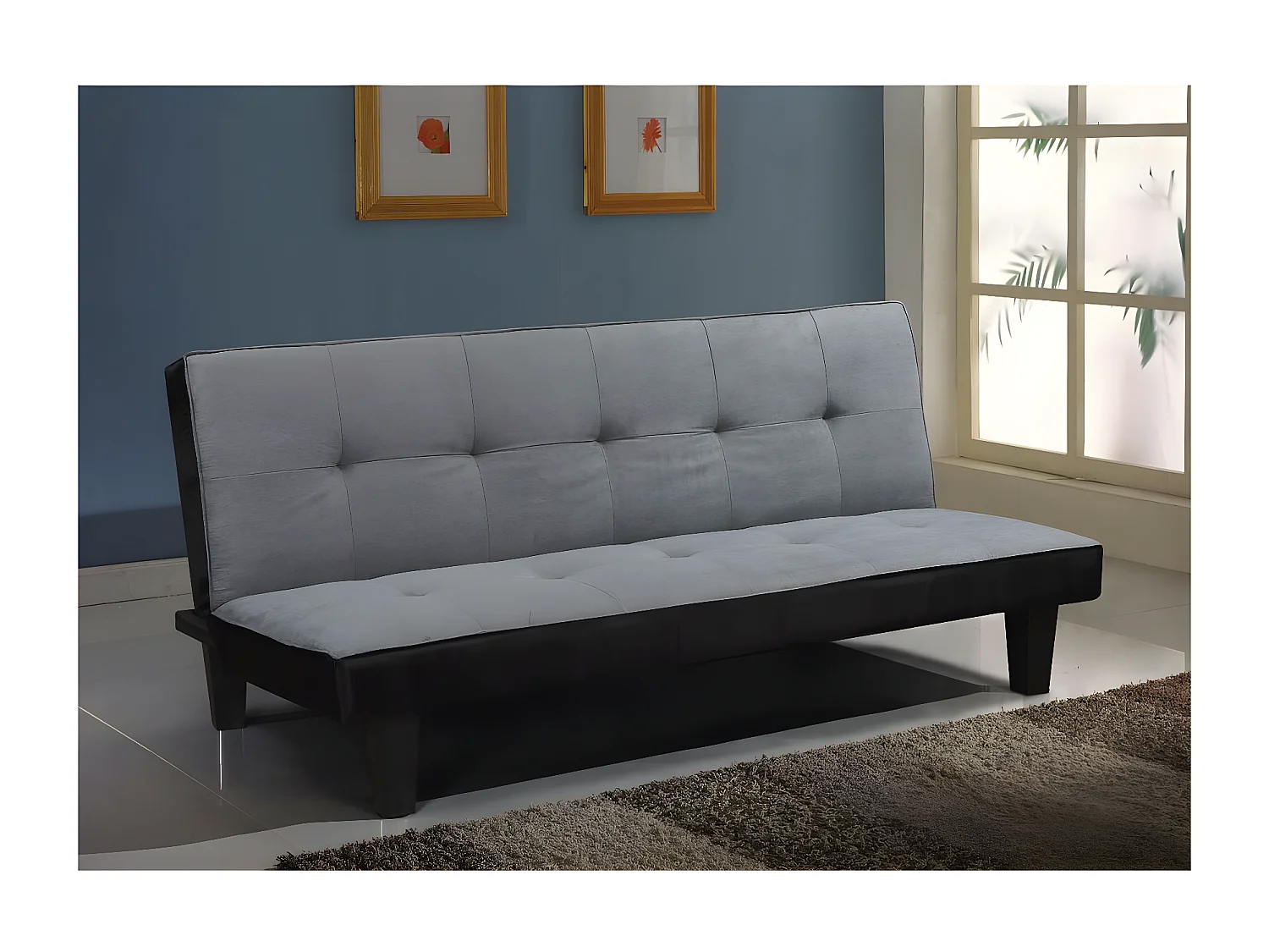 Sofá cama - "John" - 3 plazas - Microfibra - Gris