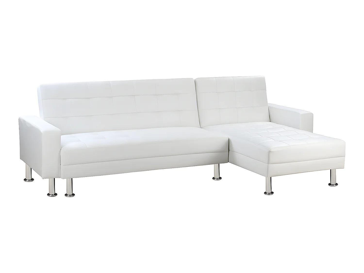 Canapé d'angle convertible et réversible "Theo" - 258 x 82/147 x 82 cm - 4 places - Blanc
