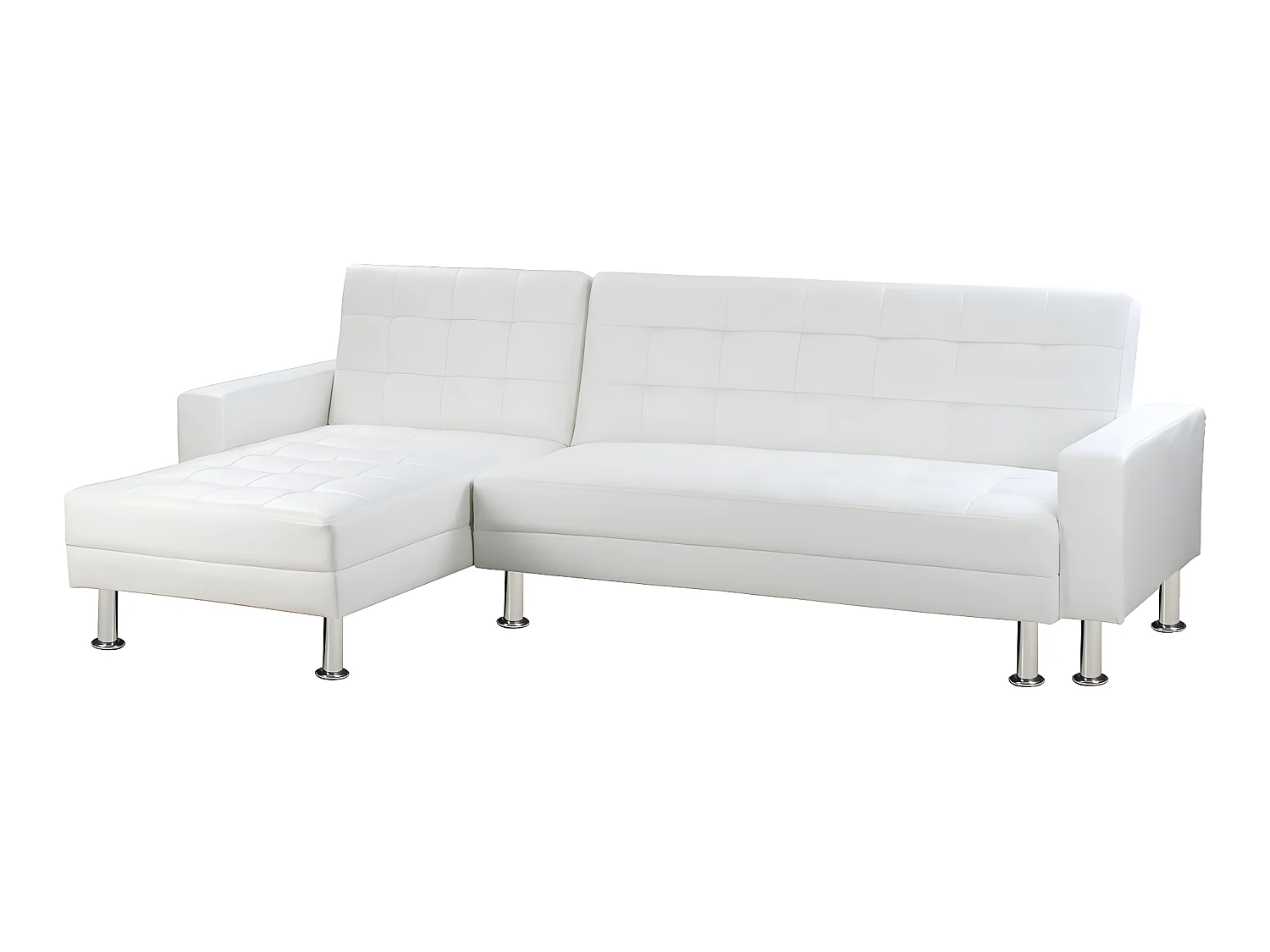 Canapé d'angle convertible et réversible "Theo" - 258 x 82/147 x 82 cm - 4 places - Blanc