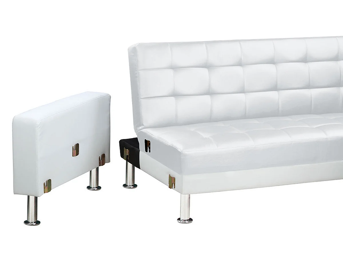 Canapé d'angle convertible et réversible "Theo" - 258 x 82/147 x 82 cm - 4 places - Blanc
