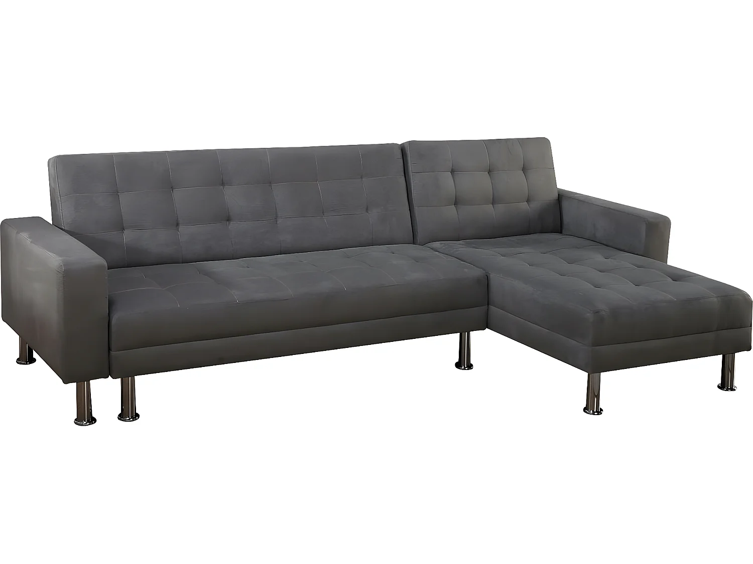 Kanapa narożna "Theo" z możliwością zmiany układu (lewostronny lub prawostronny) - Rozkładana - 4 miejsca - Szara