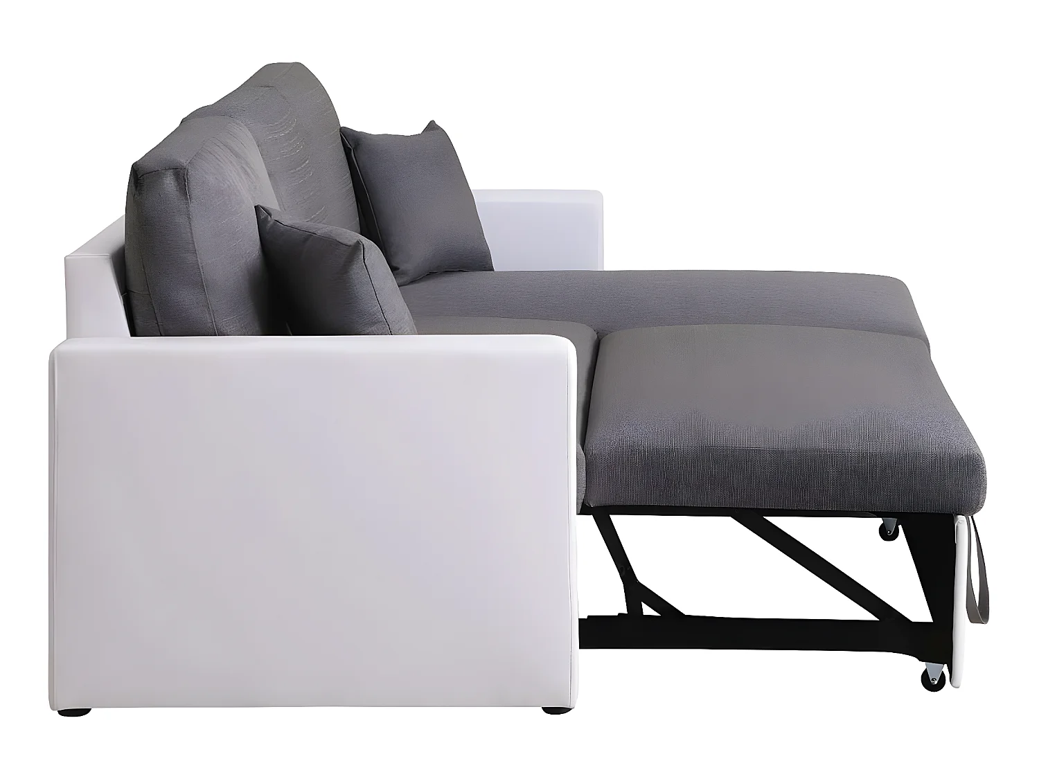 Canapé d'angle convertible/ réversible avec coffre "Alain" - 221 x 145 x 85 cm - 3 places - Gris / Blanc