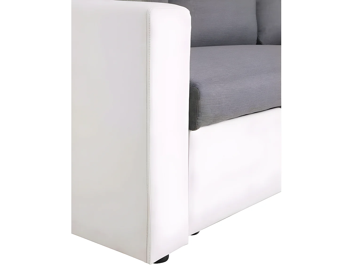Canapé d'angle convertible/ réversible avec coffre "Alain" - 221 x 145 x 85 cm - 3 places - Gris / Blanc