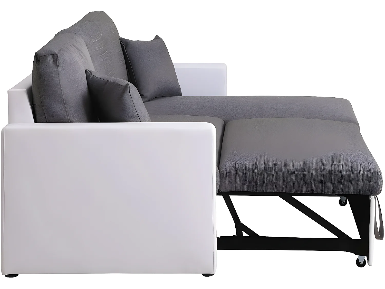 Canapé d'angle convertible/ réversible avec coffre "Alain" - 221 x 145 x 85 cm - 3 places - Gris / Blanc