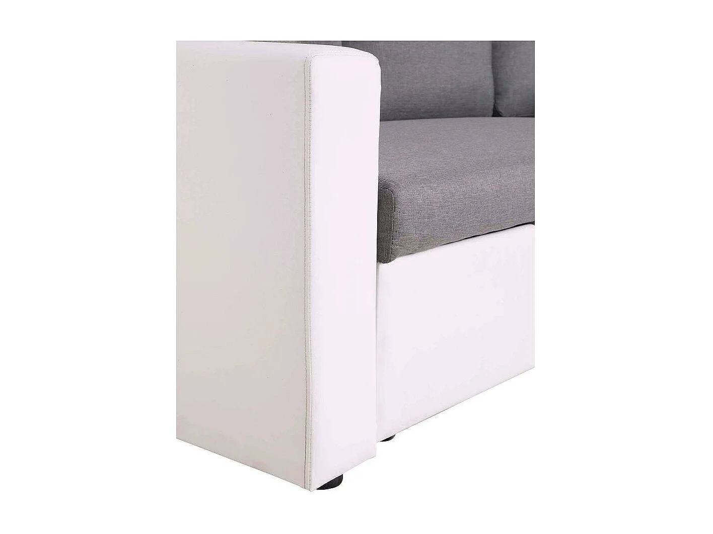 Canapé d'angle convertible/ réversible avec coffre "Alain" - 221 x 145 x 85 cm - 3 places - Gris / Blanc