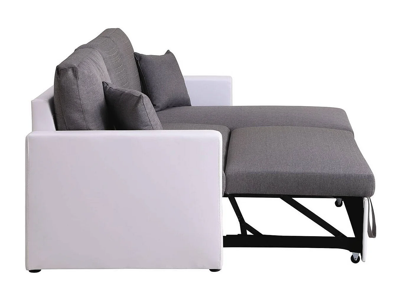 Canapé d'angle convertible/ réversible avec coffre "Alain" - 221 x 145 x 85 cm - 3 places - Gris / Blanc
