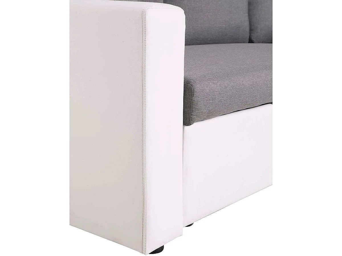 Canapé d'angle convertible 3 places avec coffre en velours blanc
