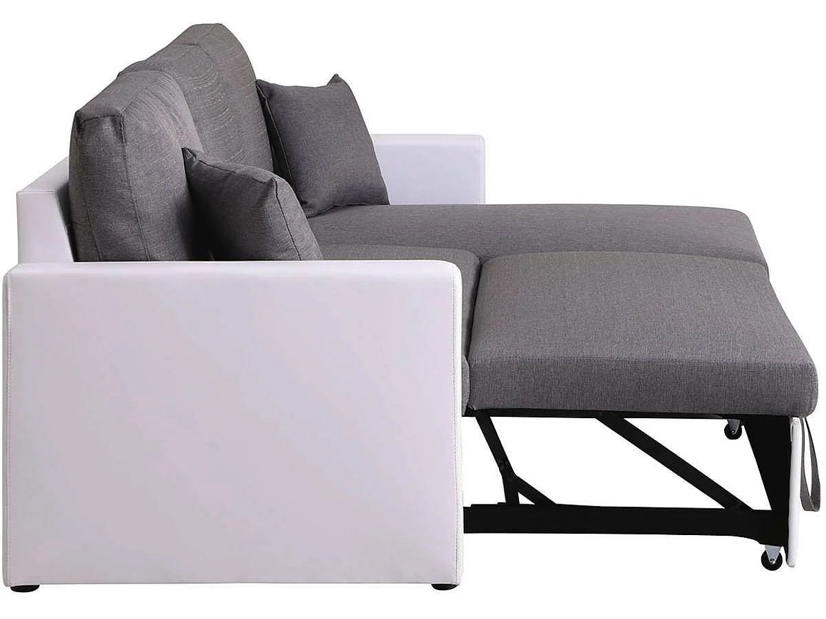 Canapé d'angle convertible 3 places avec coffre en velours blanc