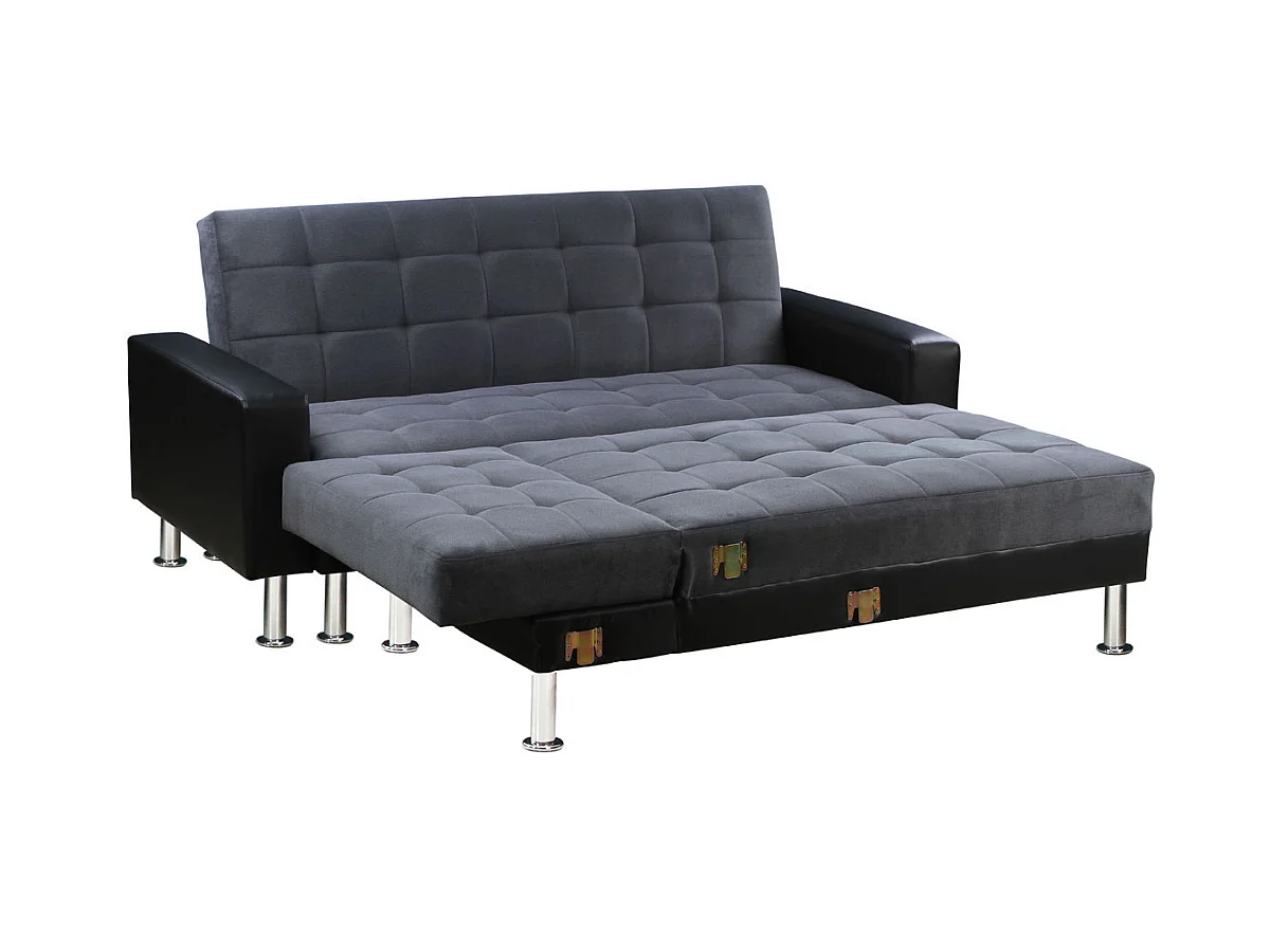 Ecksofa reversibel mit Schlaffunktion "Theo" - 4 Personen - Schwarz/Grau