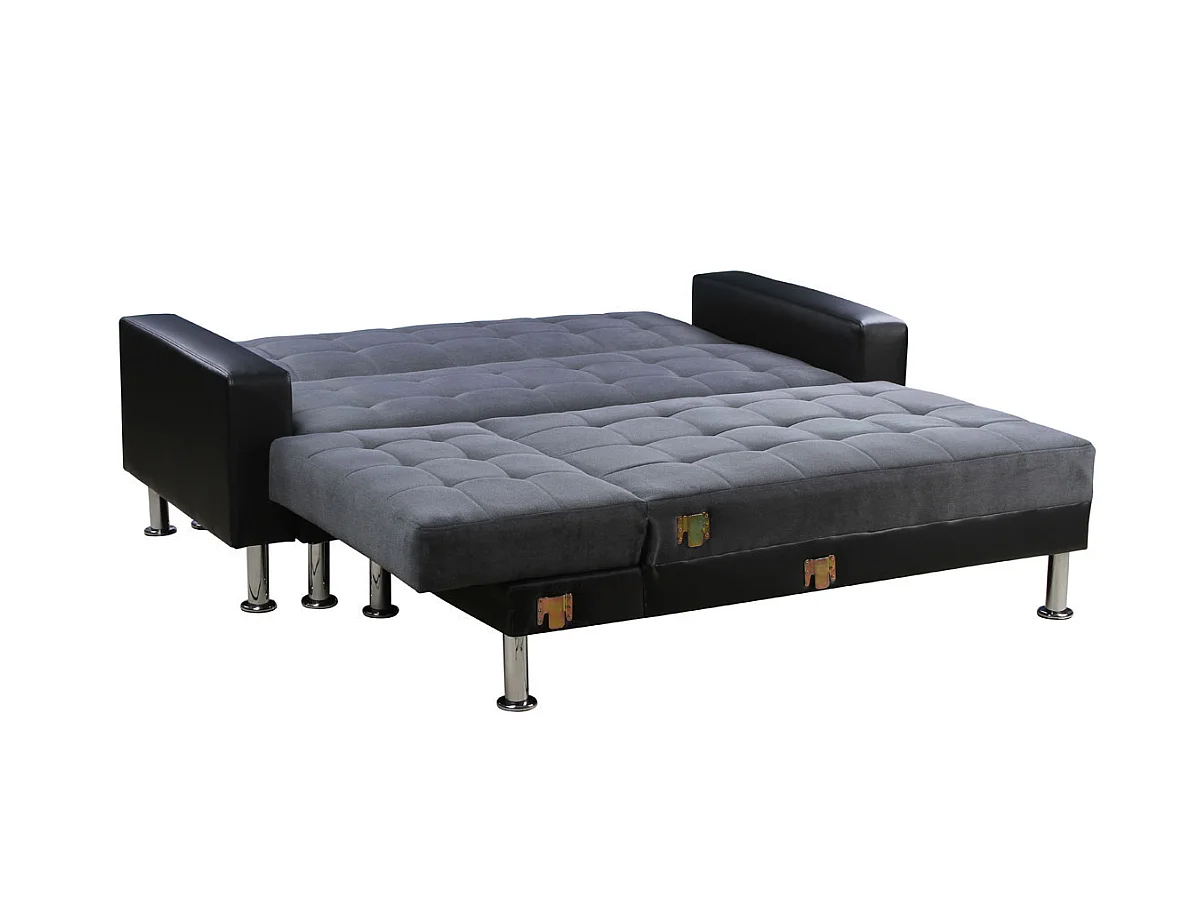 Ecksofa reversibel mit Schlaffunktion "Theo" - 4 Personen - Schwarz/Grau