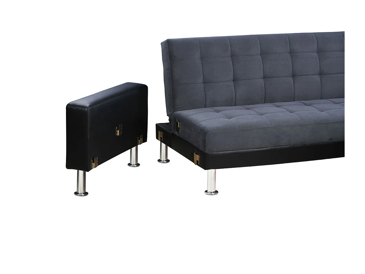 Ecksofa reversibel mit Schlaffunktion "Theo" - 4 Personen - Schwarz/Grau