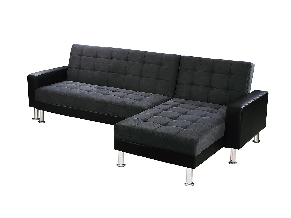 Ecksofa reversibel mit Schlaffunktion "Theo" - 4 Personen - Schwarz/Grau