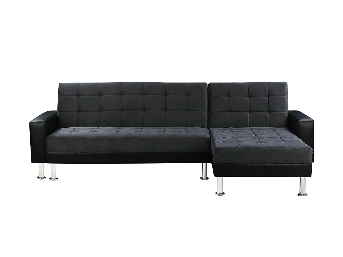 Ecksofa reversibel mit Schlaffunktion "Theo" - 4 Personen - Schwarz/Grau