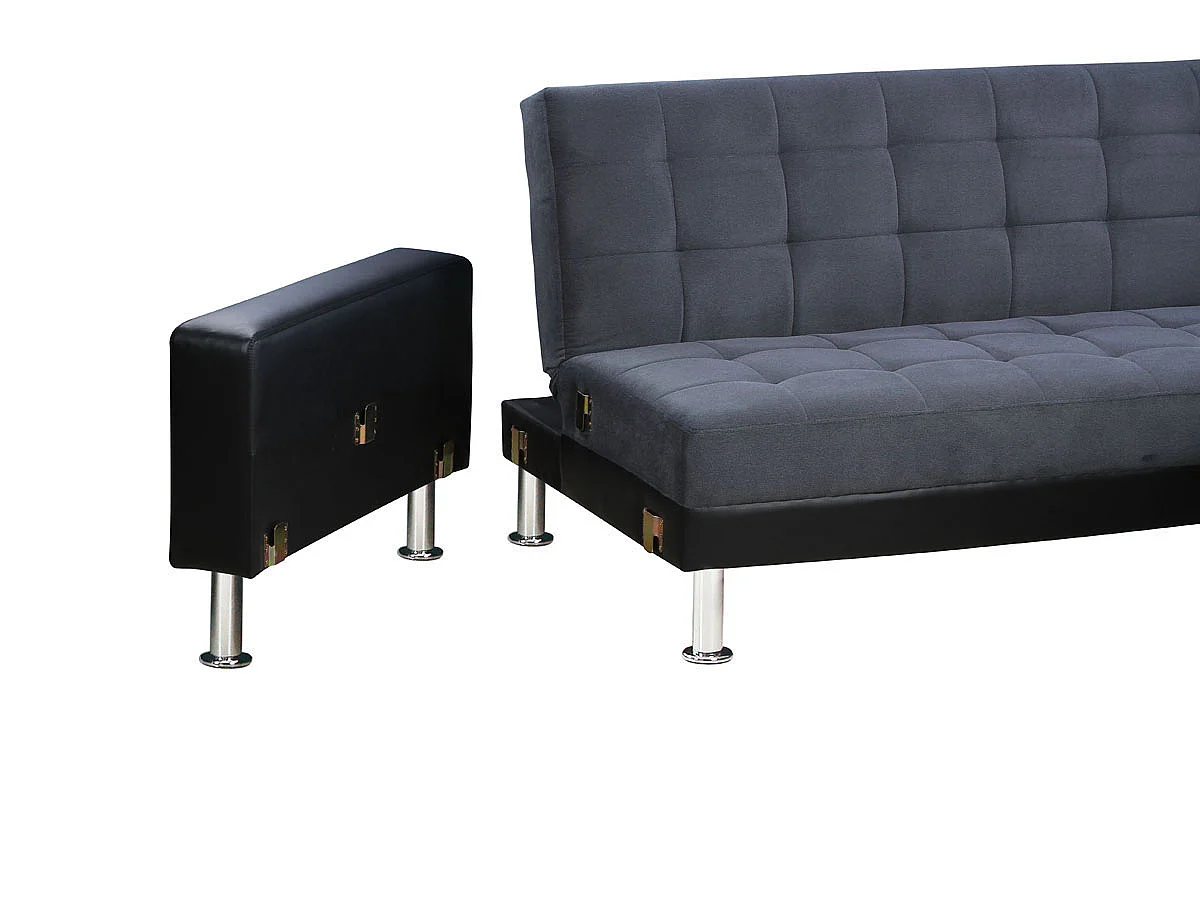 Canapé d'angle convertible et réversible "Theo" - 4 places - Noir / Gris