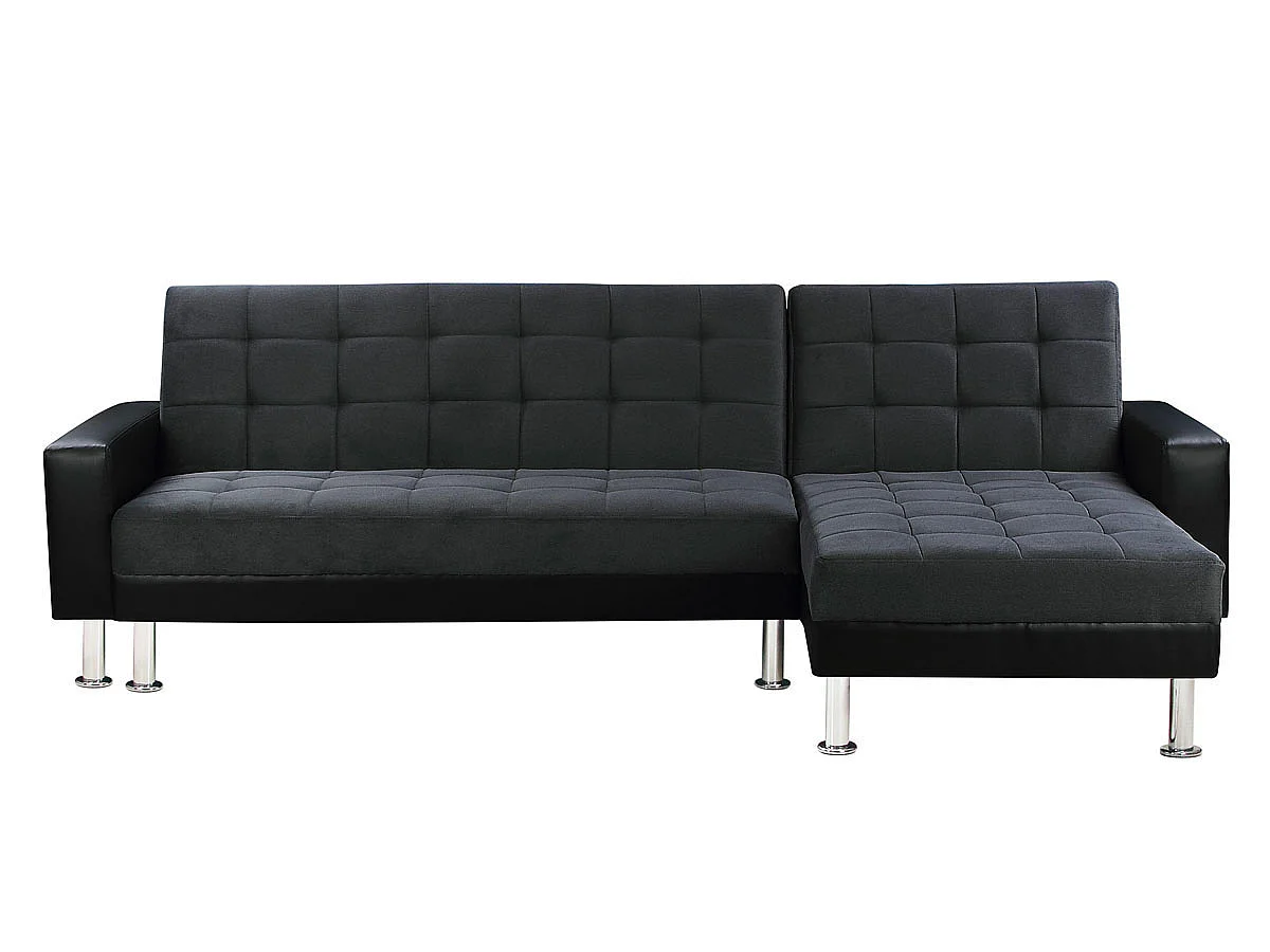Canapé d'angle convertible et réversible "Theo" - 4 places - Noir / Gris