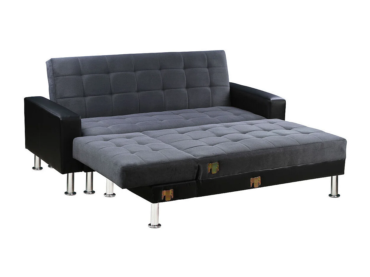 Hoekbank slaapbank meubel links of rechts bank "Theo" - 4 zits - Zwart / Grijs