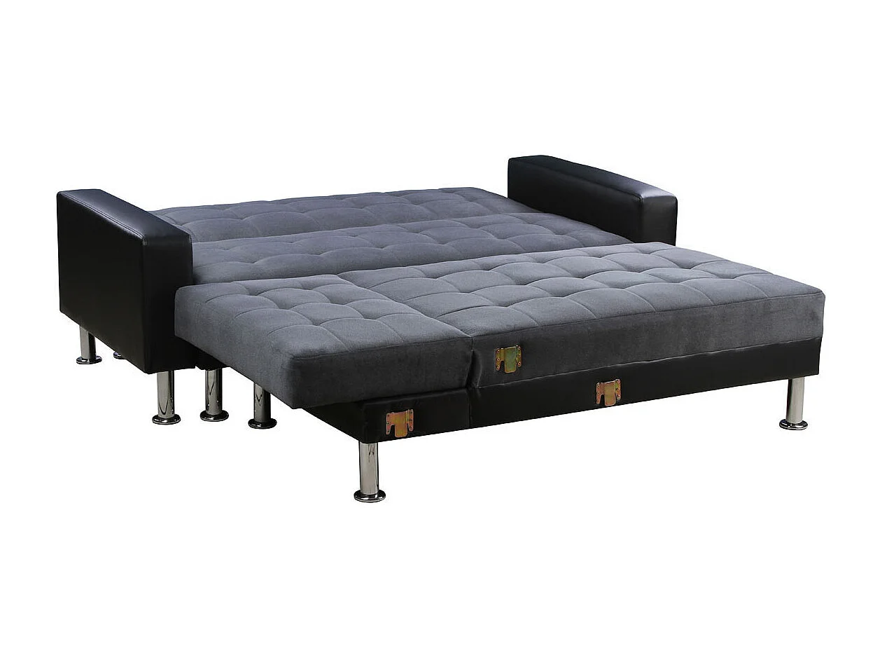 Hoekbank slaapbank meubel links of rechts bank "Theo" - 4 zits - Zwart / Grijs