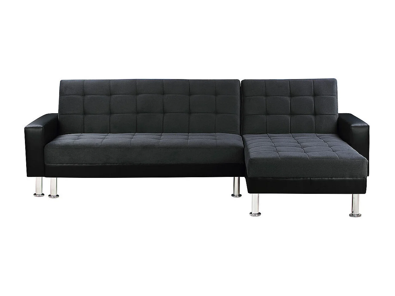 Hoekbank slaapbank meubel links of rechts bank "Theo" - 4 zits - Zwart / Grijs