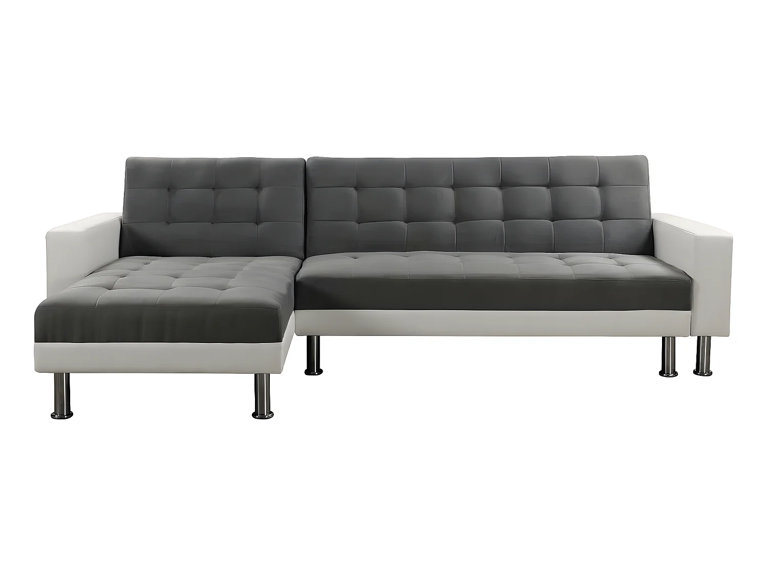 Ecksofa reversibel mit Schlaffunktion "Theo" - 258 x 82/147 x 82 cm - 4 Personen - Weiß / Grau