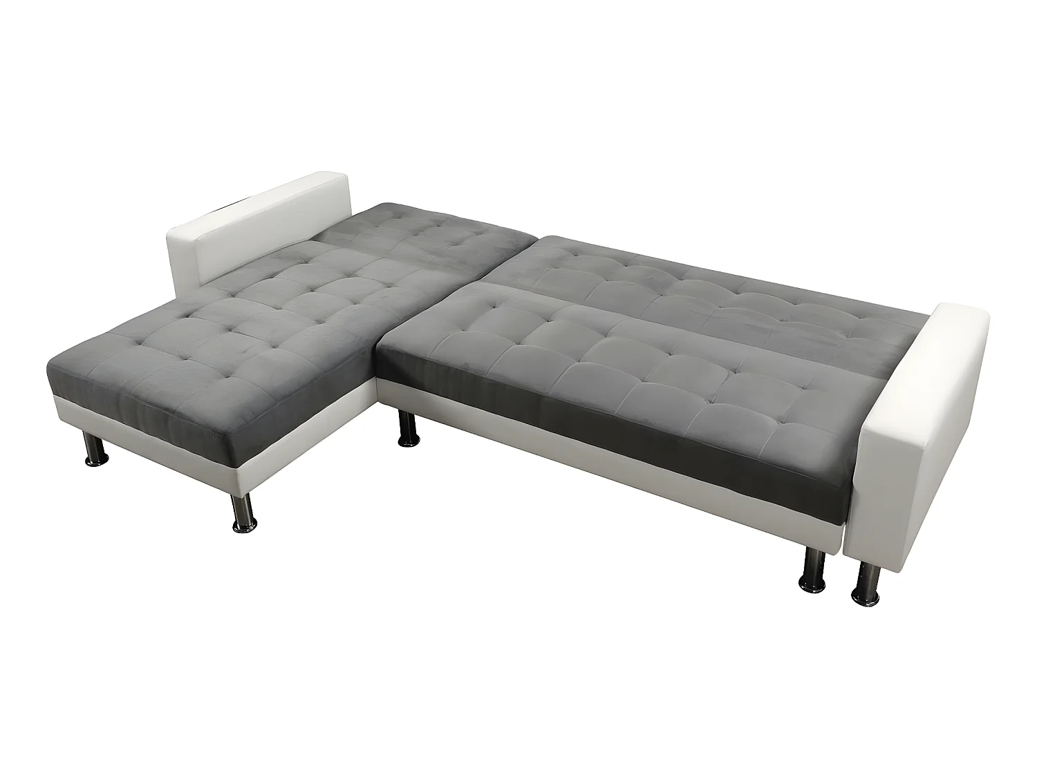 Omkeerbare, converteerbare hoekbank "Theo" voor 4 personen Wit/Grijs van comfortabele en designvolle stof