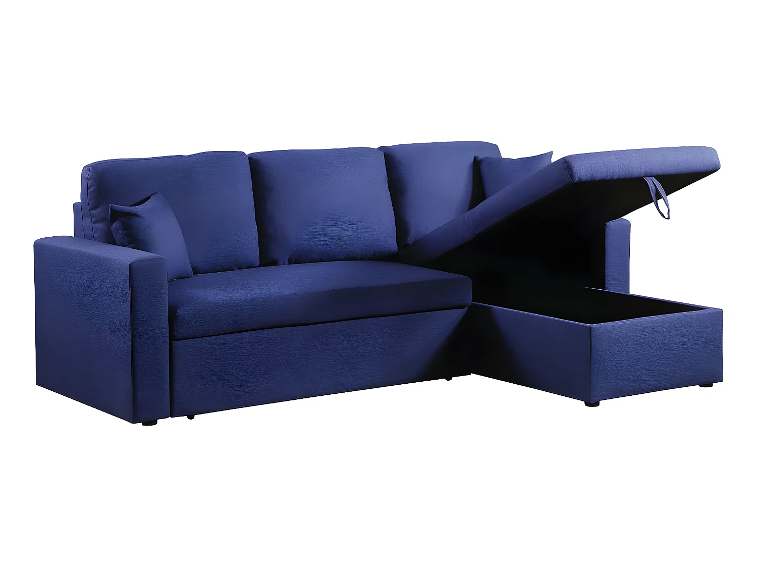 Sofá de canto conversível com armazenamento "Alain" - 3 lugares - Azul