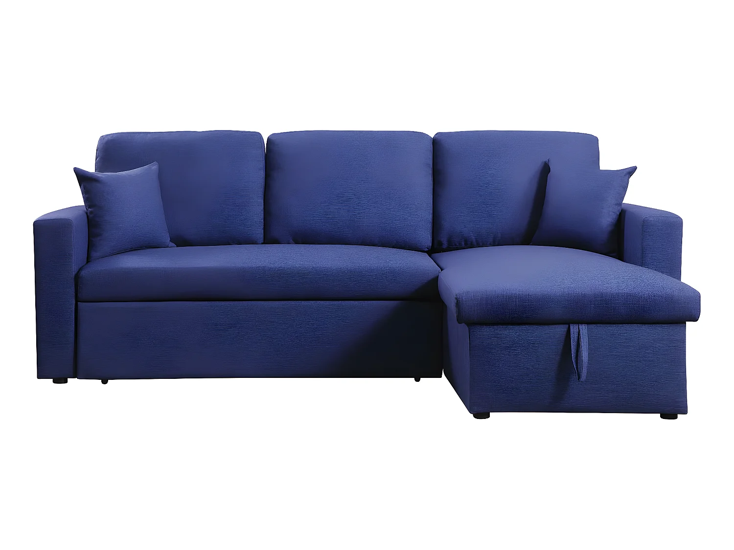 Sofá de canto conversível com armazenamento "Alain" - 3 lugares - Azul