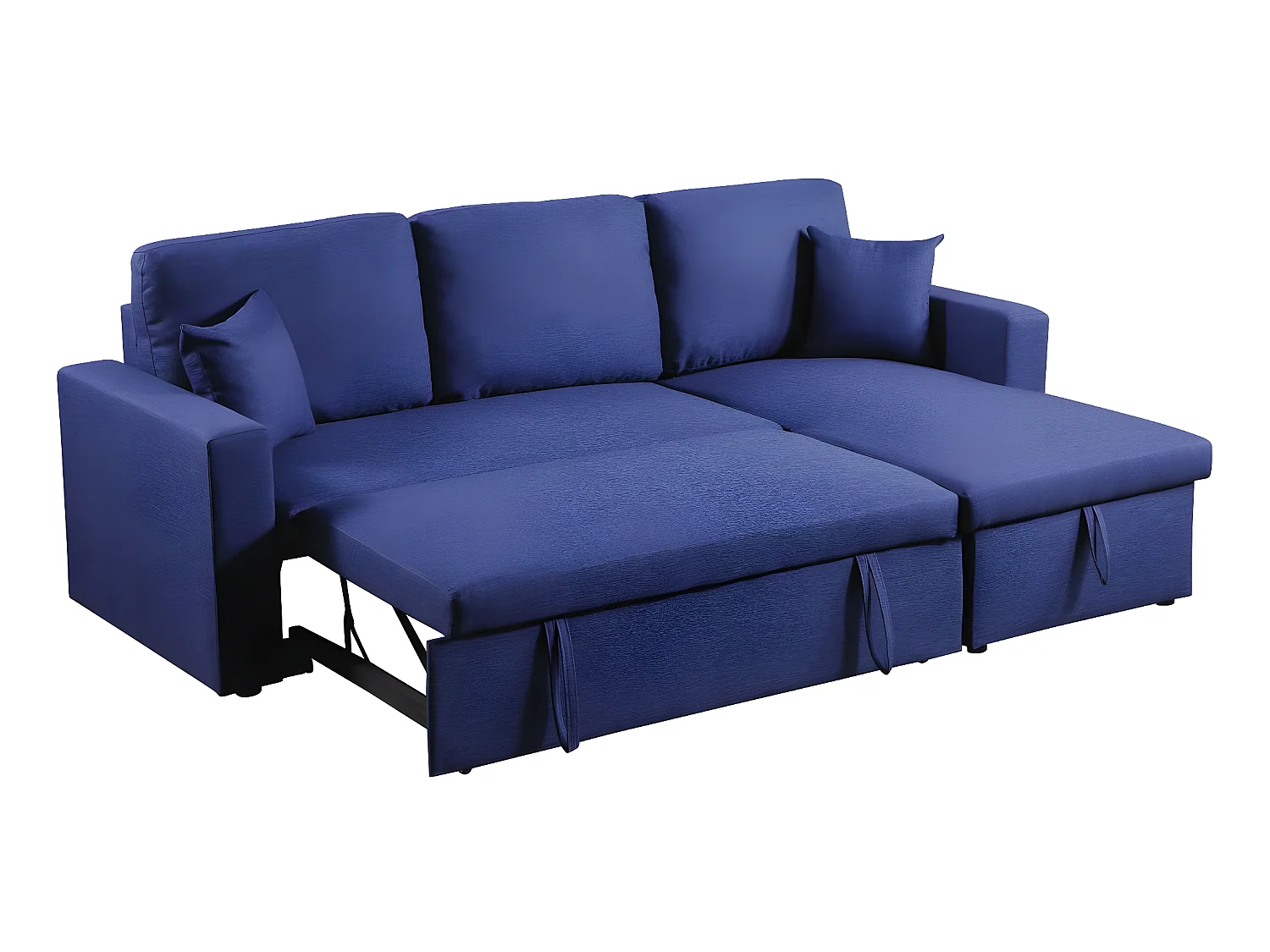 Sofá de canto conversível com armazenamento "Alain" - 3 lugares - Azul
