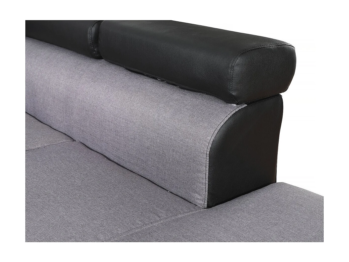 Canapé d'angle convertible "Sophia luxe" - 265 x 190.5 x 80/91 cm - Noir / Gris - 5 places - Angle droit
