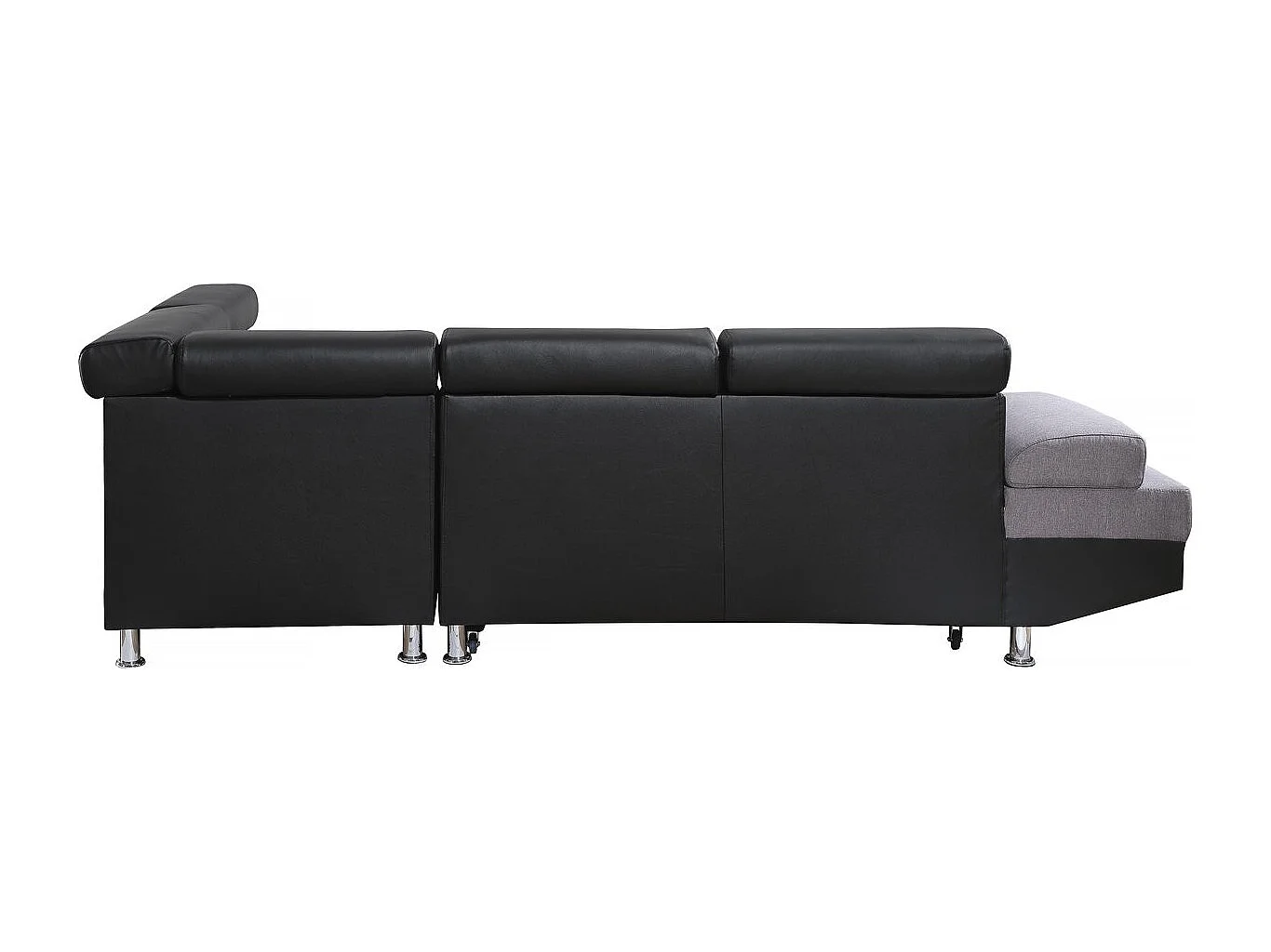Canapé d'angle convertible "Sophia luxe" - 265 x 190.5 x 80/91 cm - Noir / Gris - 5 places - Angle droit