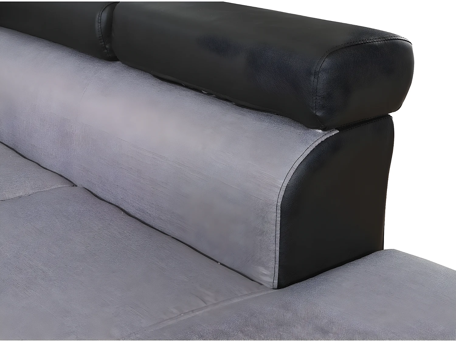 Canapé d'angle convertible "Sophia luxe" - 265 x 190.5 x 80/91 cm - Noir / Gris - 5 places - Angle droit